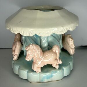 Vintage Planter with Carousel Horses